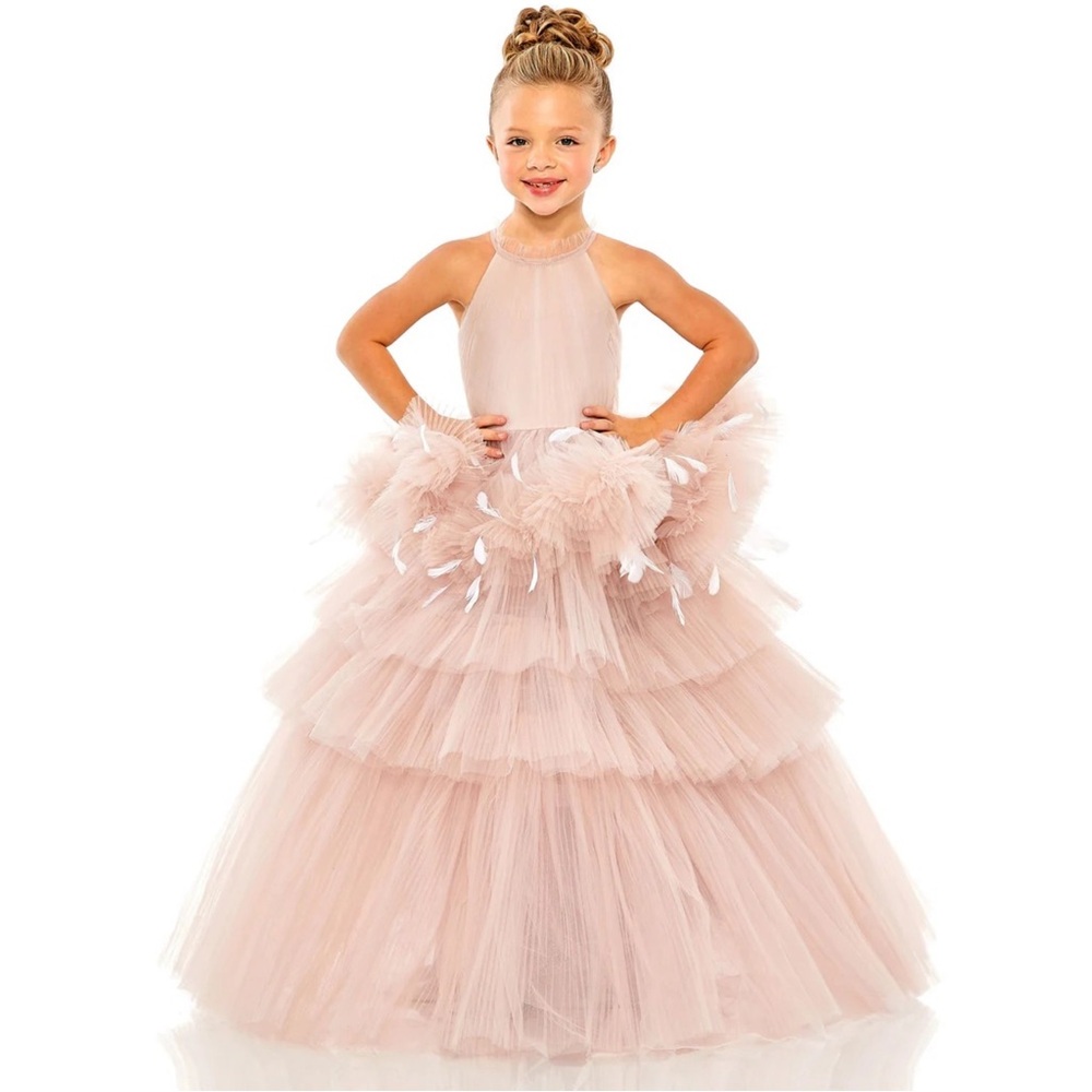 Mac Duggal Blush Tulle Formal Kids Dress